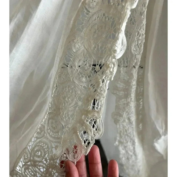 Vintage Baby Crib Cotton Embroidery Long Covering Curtain Lace and Eyelet Detail - Picture 4 of 12